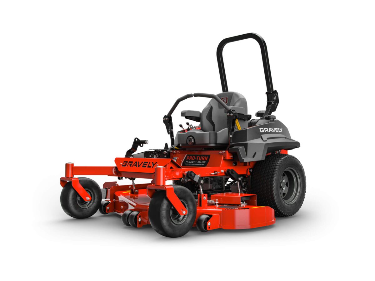 A bright orange Gravely Pro-Turn 600 zero-turn lawn mower with a gray seat, black roll bar, and large wheels.