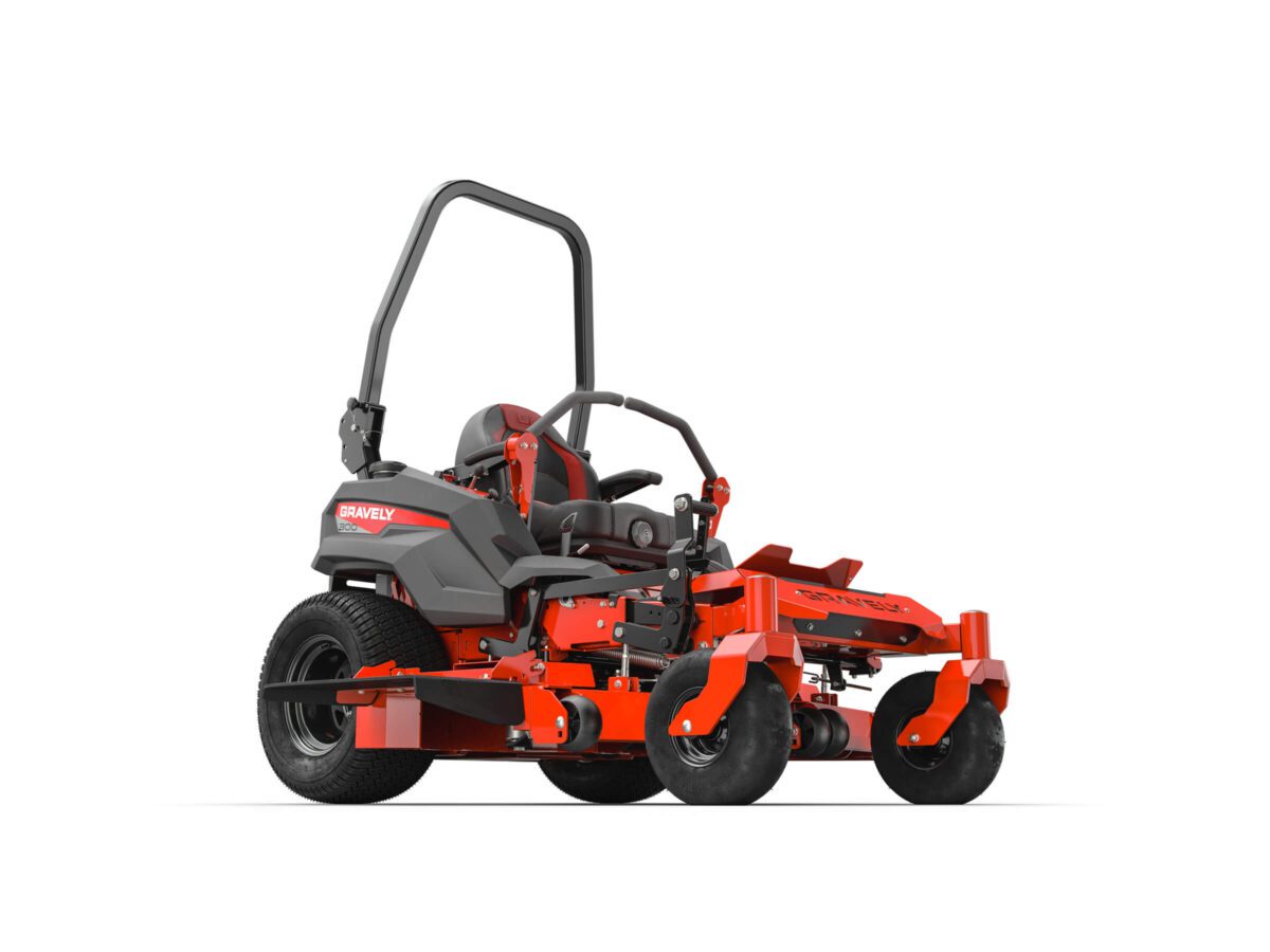 A red riding lawn mower with a seat, steering controls, and four wheels. The mower is shown against a plain white background.